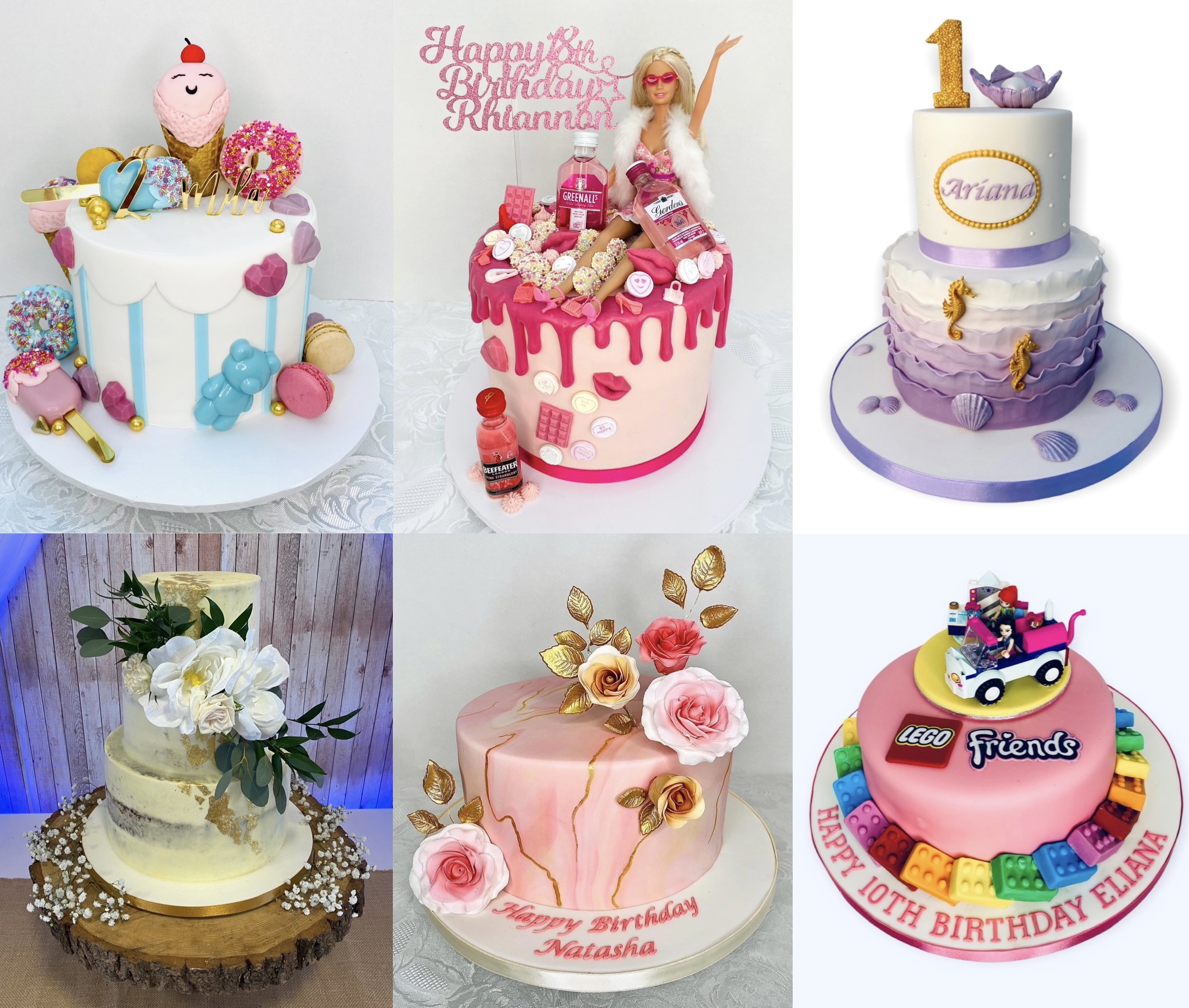 A range of celebration cakes