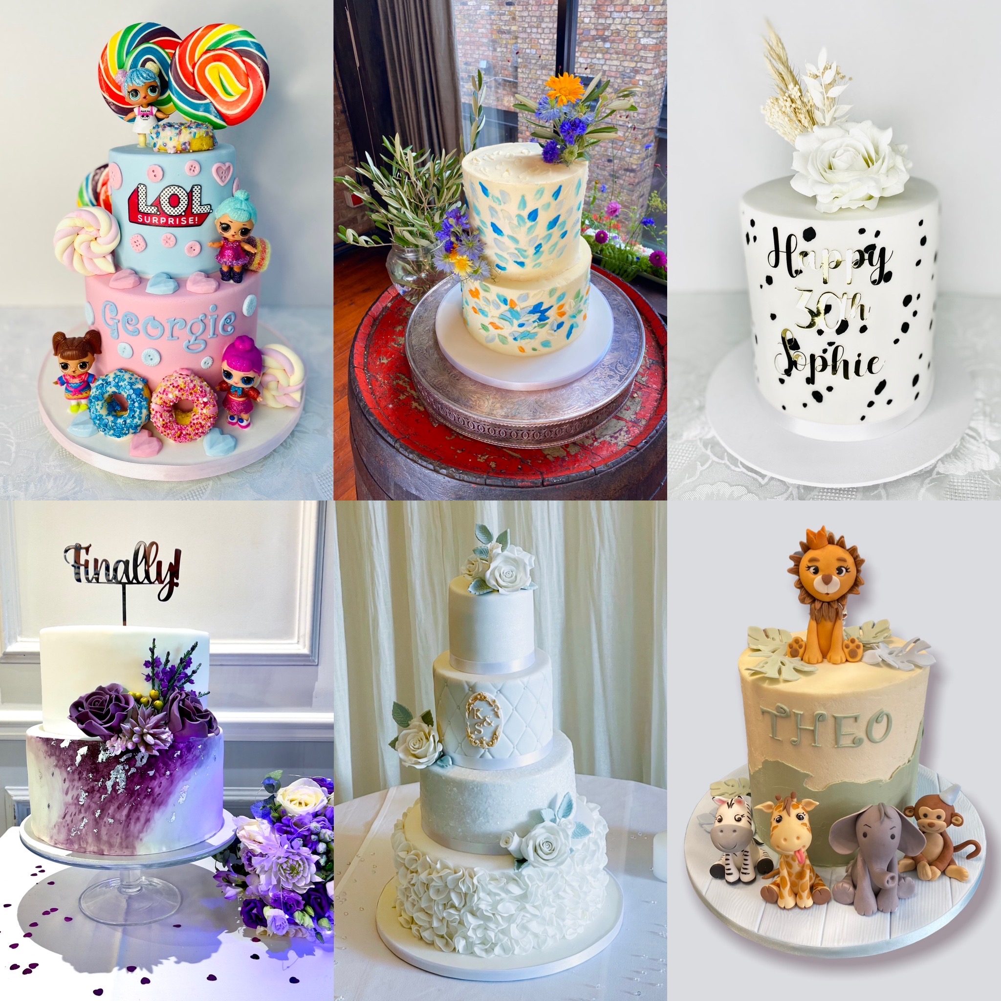 A range of celebration cakes