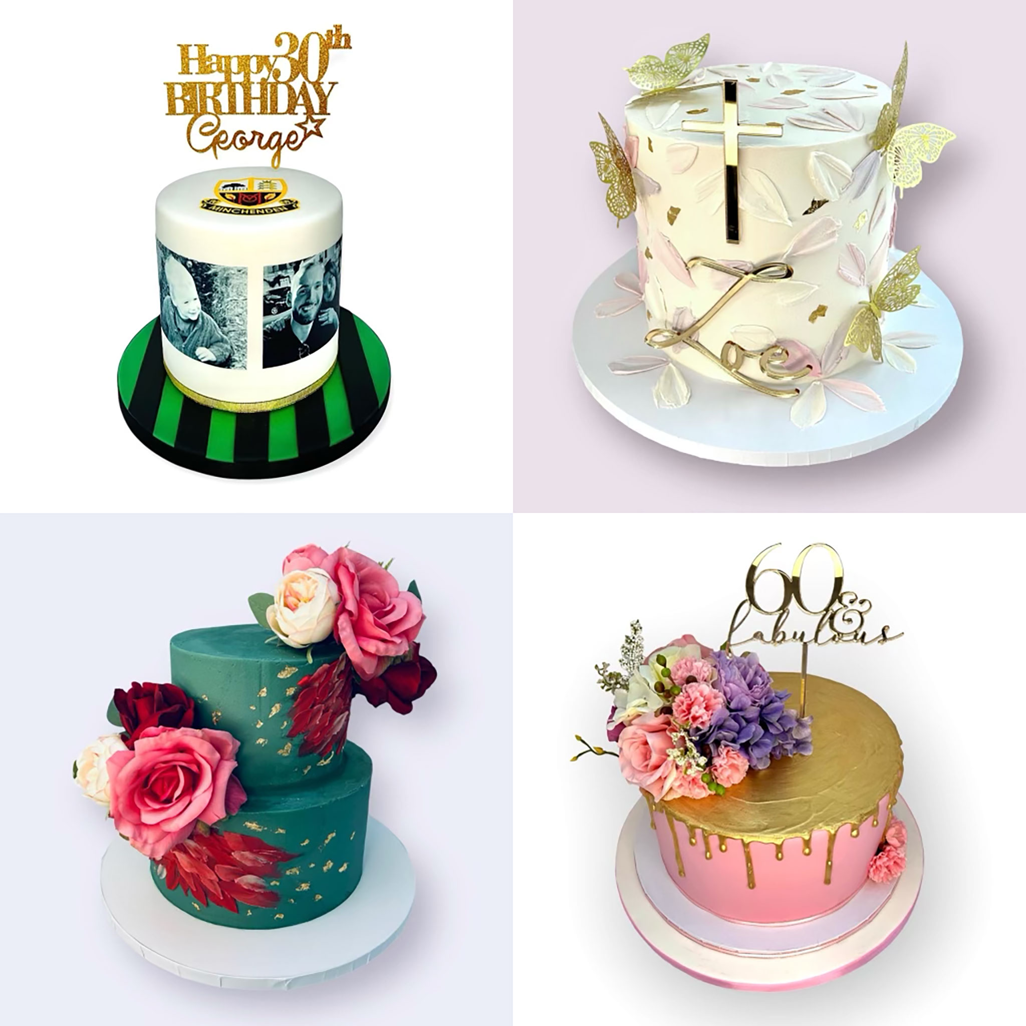 A range of celebration cakes